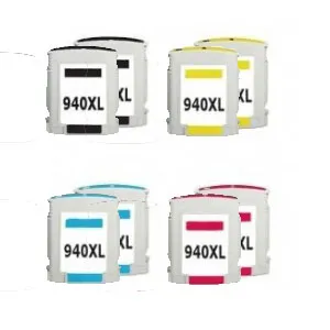 Producto Pack 8 cartuchos de tinta compatibles HP 940 XL amarillo, magenta, negro y cian Imagen