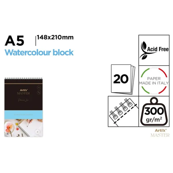 Producto Block de Dibujo para Acuarela y Témperas 20 Hojas 300g/m² A5 Imagen