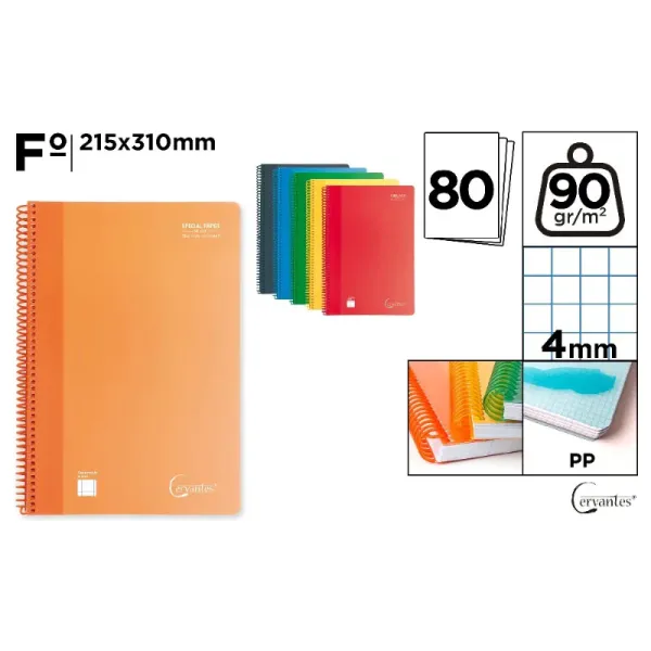 Producto Cuaderno Espiral Plástico Fº 80 Hojas 90G Imagen