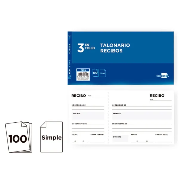 Producto Talonarios recibos Liderpapel Imagen