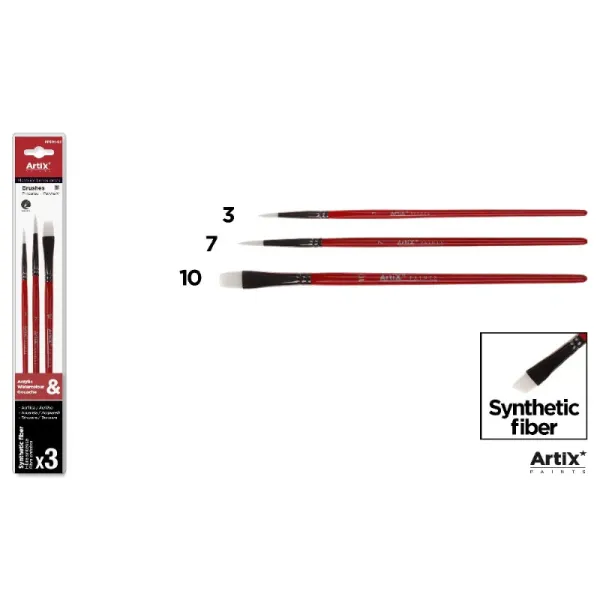 Product Pincel Profesional Sintético Rojos 3 Uds. (Nº3/7/10) Image