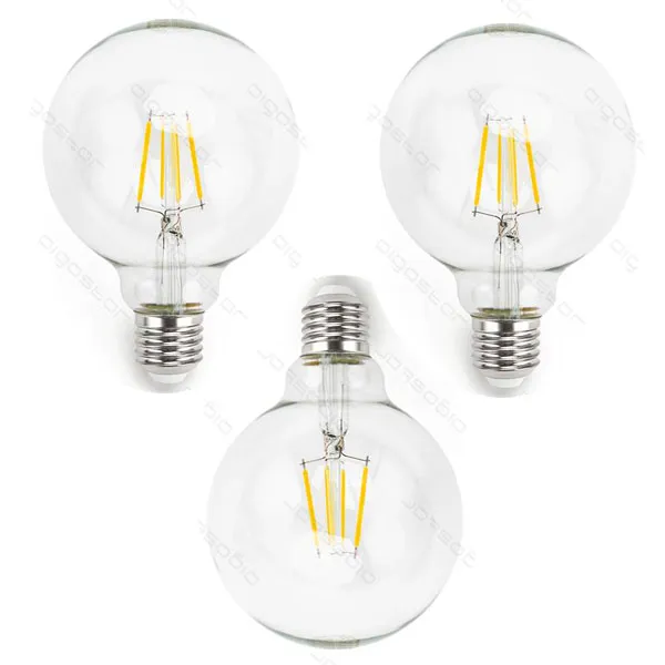Produto Pack 3 Bombillas de Filamento LED E27 G95 4W Luz fría 6500K Imagem