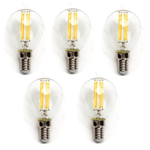Producto Pack de 5 Bombillas de Filamento LED E14 G45 4W Luz Cálida 2700K Imagen