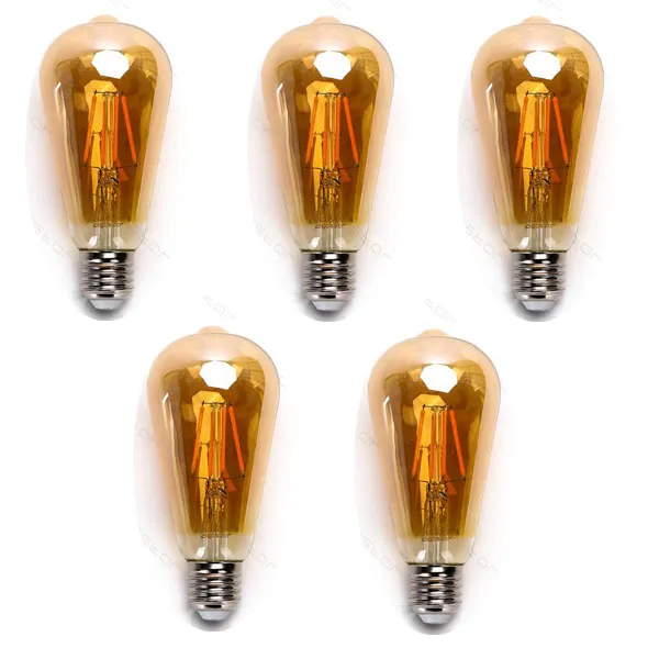 Produto Pack 5 Bombillas de Filamento LED E27 ST64 4W Luz Cálida 2200K Imagem