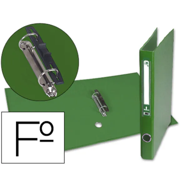 Producto Carpeta de 2 Anillas 25mm Folio Forrado Papercoat con Ollao y Tarjetero Compresor de Plástico Verde Imagen