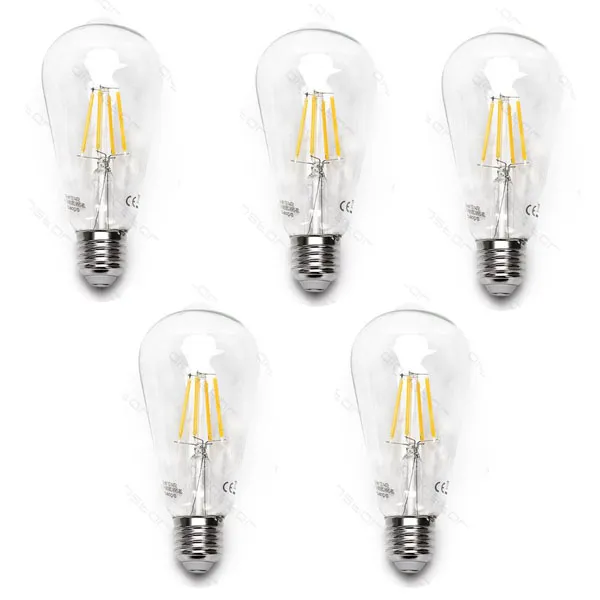 Producto Pack 5 Bombillas de Filamento LED E27 ST64 8W Luz Cálida 2700K Imagen