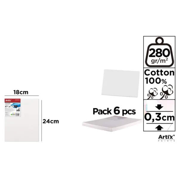 Producto Lienzo en Tablilla 18x24cm 280g/m2 Pack 6u Imagen