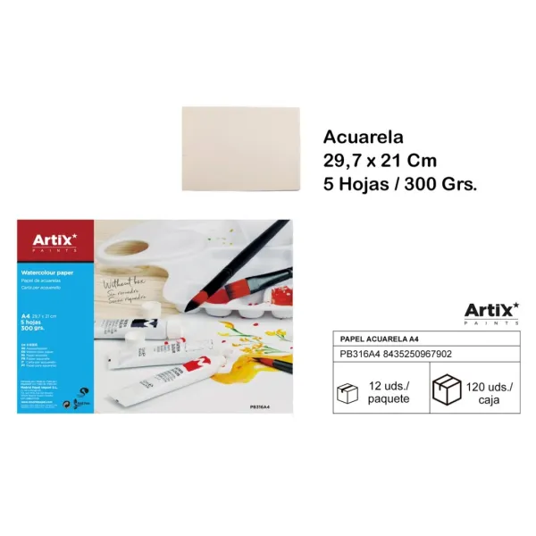 Producto Papel de acuarela A4 sin recuadro 5 hojas Imagen