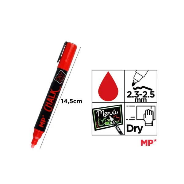 Producto Marcador Tiza Líquida Rojo Limpieza en Seco Imagen
