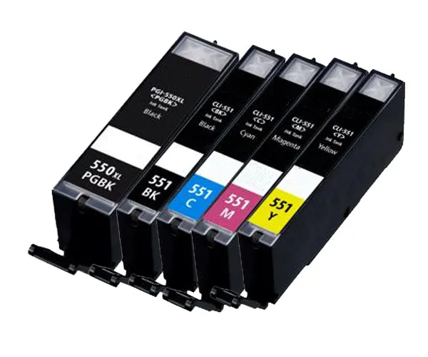 Producto Pack 5 cartuchos de tinta compatibles Canon CLI 551 XL/PGI 550 XL amarillo, magenta, negro y cian Imagen