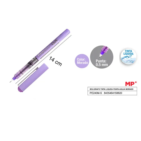 Product BOLIGRAFO TINTA LIQUIDA PUNTA AGUJA MORADO MP Image