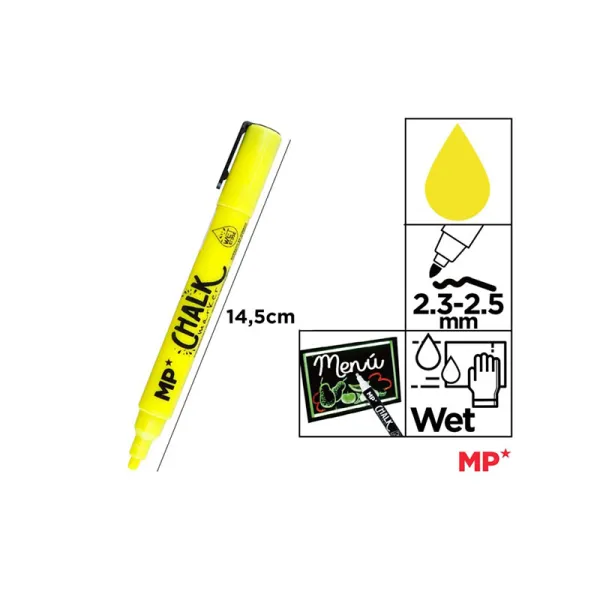 Producto Marcador Tiza Líquida Amarillo Limpieza en Húmedo Imagen