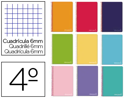 Producto Cuaderno espiral cuarto witty tapa dura cuadros 6MM Liderpapel Imagen