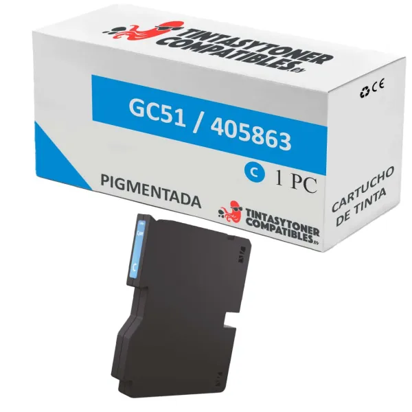 Producto Cartucho de tinta compatible Ricoh 405863 Cian · 2.500 páginas Imagen