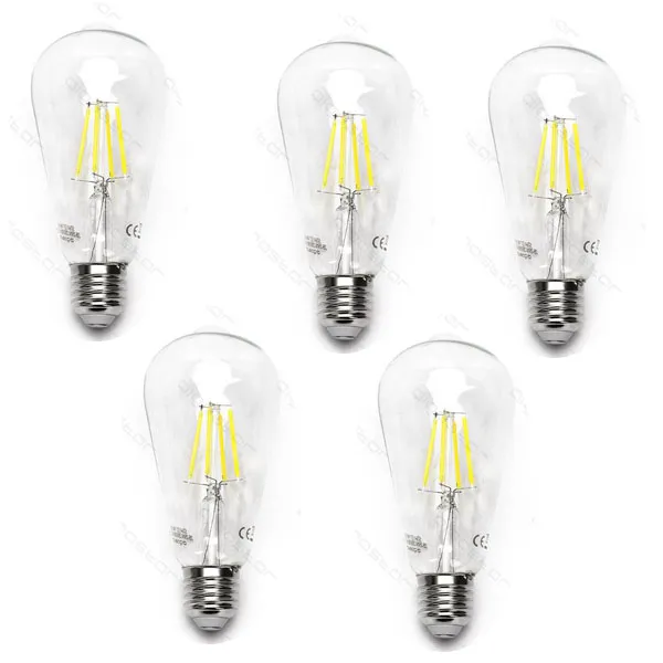 Produto Pack 5 Bombillas de Filamento LED E27 ST64 4W Luz Fría 6500K Imagem
