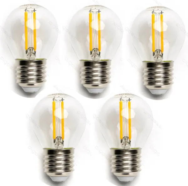 Producto Pack 5 Bombillas de Filamento LED E27 G45 4W Luz Cálida 2700K Imagen