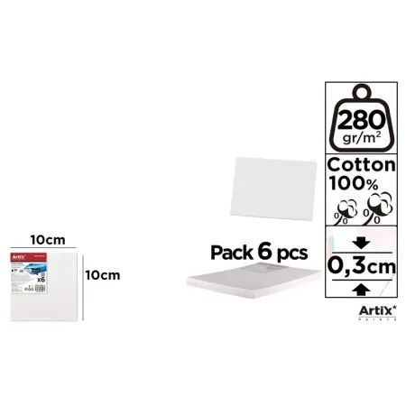 Lienzo en Tablilla 10x10cm 280g/m2 Pack 6u