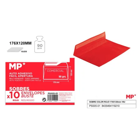 Sobres Rojos 176x120mm (Comercial) - 10 Unidades