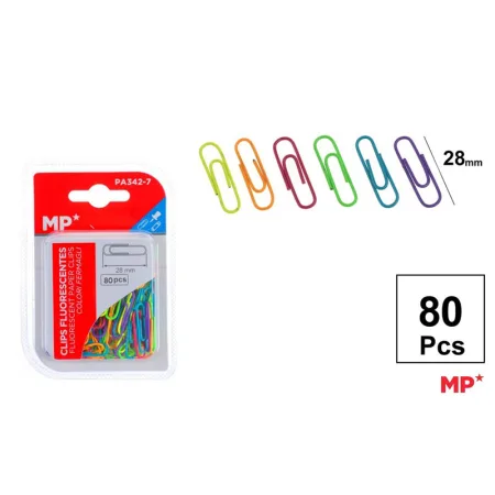 Clips fluorescentes 28MM 80 uds MP