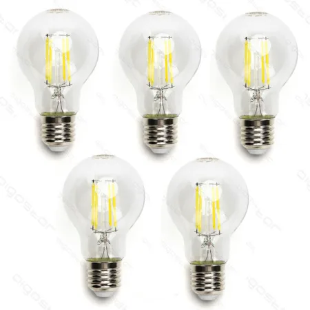 Pack 5 Bombillas de Filamento LED E27 A60 6W Luz Fría 6500K