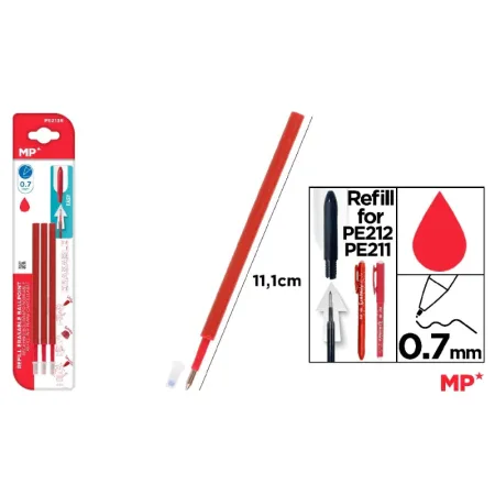 Recambio para Bolígrafo Borrable Rojo MP PE211/PE212 (3 Ud)