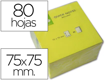Q-Connect bloc 80 notas reposicionables 76 x 76 MM amarillo neon