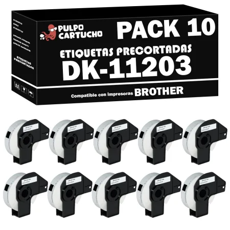 Pack 10 packs de etiquetas compatibles Brother DK-11203 Etiquetas Precortadas blanco