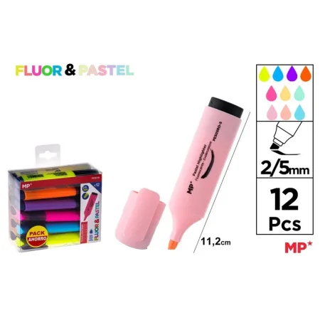 Marcador Fluorescente y Pastel 12 Uds. Pack Ahorro