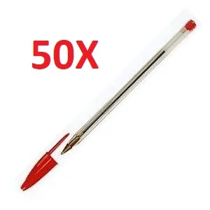 Pack 50 unidades Bic cristal bolígrafo de tinta rojo