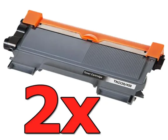 Pack 2 tóner compatibles Brother TN-2220 negro