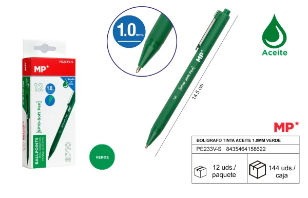 BOLIGRAFO TINTA ACEITE 1.0mm VERDE MP