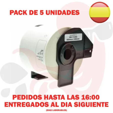 Pack 5 packs de etiquetas compatibles Brother DK-11202 Etiquetas Precortadas blanco