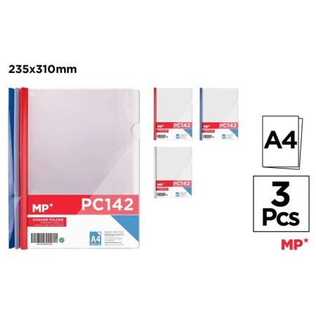 Pack de 3 Carpeta Dossier Uñero Varilla Larga A4