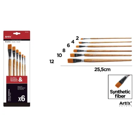 Pincel Profesional Natural Brocha Plana 6 Unidades