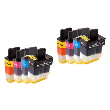 Pack 8 cartuchos de tinta compatibles Brother LC900 amarillo, magenta, negro y cian