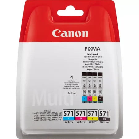 Cartucho de tinta original Canon CLI-571 Pack 4 · 0386C005