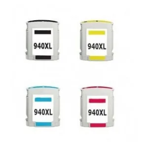 Pack 4 cartuchos de tinta compatibles HP 940 XL amarillo, magenta, negro y cian