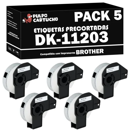 Pack 5 packs de etiquetas compatibles Brother DK-11203 Etiquetas Precortadas blanco