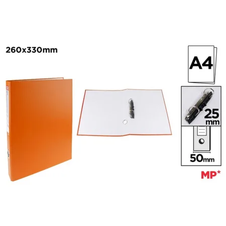 Carpeta de Cartón Fº 2 Anillas Naranja