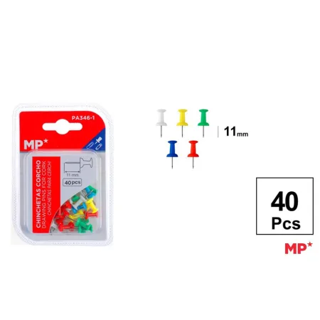Chincheta corcho standard de colores 11MM 40UDS MP
