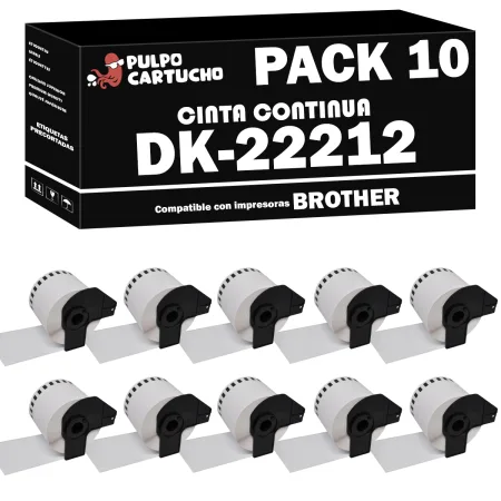 Pack 10 cintas compatibles Brother DK-22212 Cinta Continua blanco