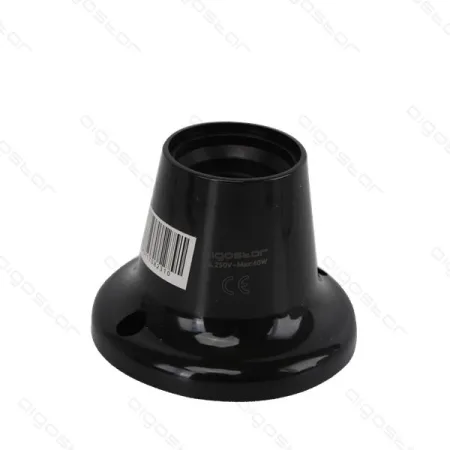 Portalámparas E27 de superficie recto negro