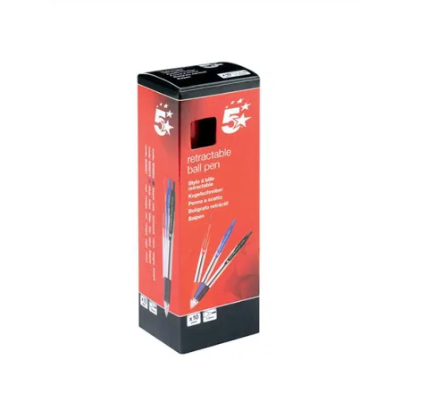 5* boligrafo retractil trazo 0.3 MM. rojo