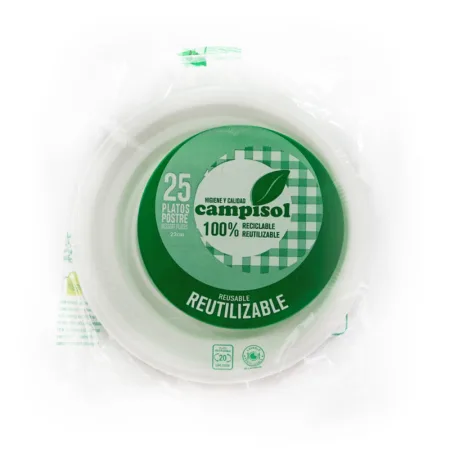 Platos de Plástico Reutilizables 22cm 25 unidades