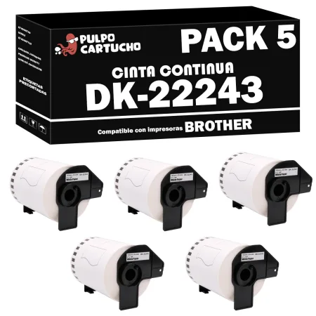 Pack 5 cintas compatibles Brother DK-22243 Cinta Continua blanco