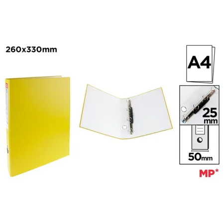 Carpeta de Cartón Fº 4 Anillas Amarillo