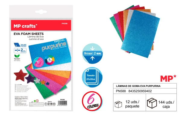 Goma eva con purpurina 6U 20*30CM MP