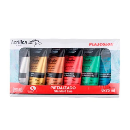 Pintura acrilica 6 tubos colores metalizados 75ML
