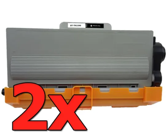 Pack 2 tóner compatibles Brother TN-3390 negro
