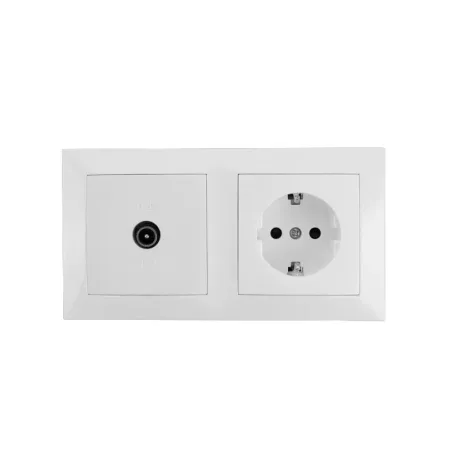 Conjunto de Toma de Corriente Tipo Schuko + Toma TV